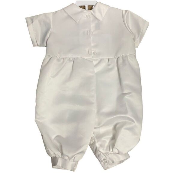 Vintage Infant One Piece Tuxedo Suit 18 months White Christening Buttons Hat - Picture 4 of 7
